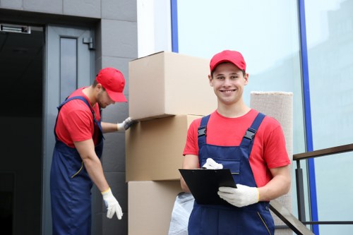 Moving team preparing items for a house relocation service