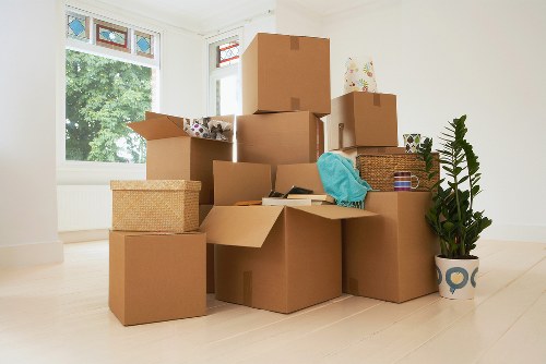 Packed office equipment ready for careful transport in Ilford